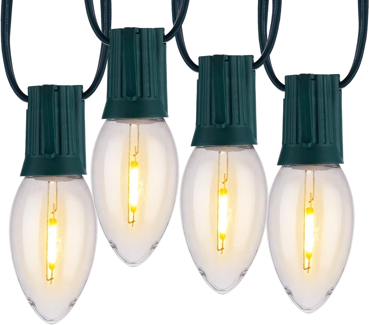 Warm white Minetom C9 Christmas light strand and bulbs